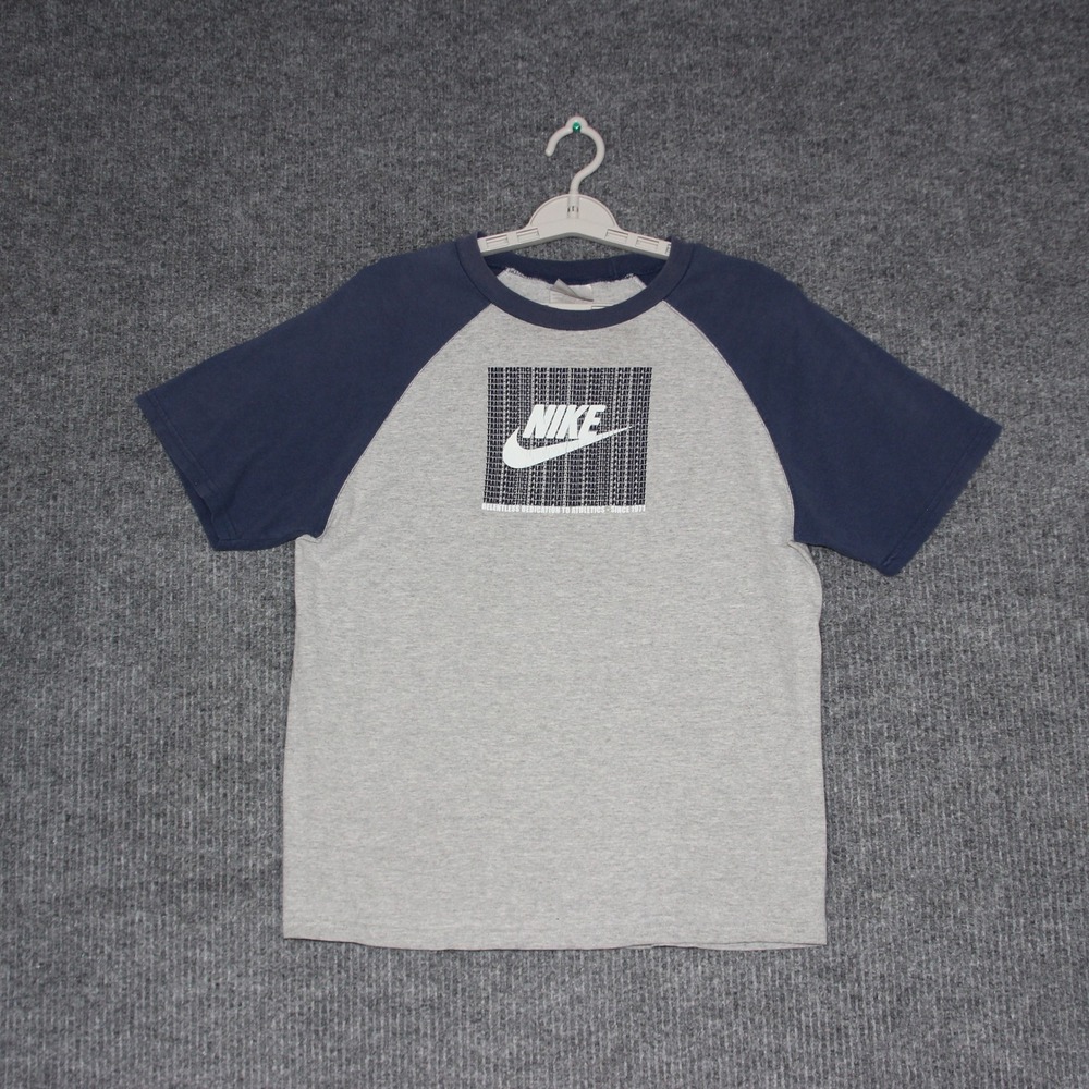 Nike Raglan T Shirt Graphic Print 71 Relentless Dedication Mens XL Gray Blue Y2K